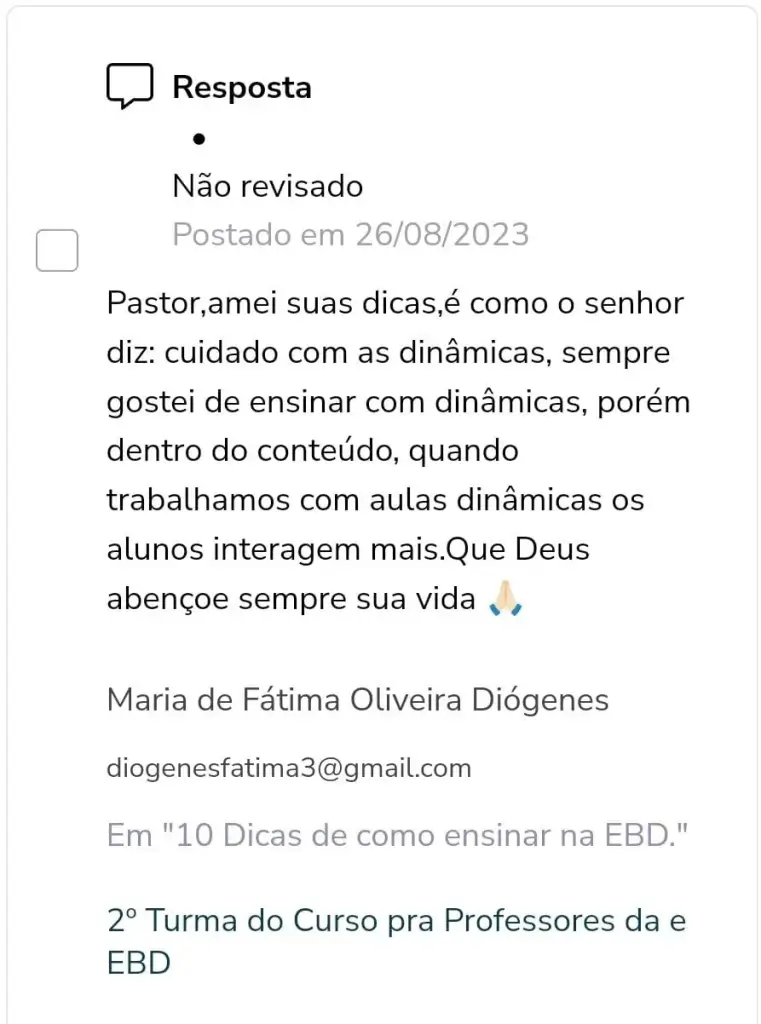 Curso para professores da ebd- escola bíblica dominical